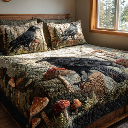 Forest Raven 3-Piece Quilted Bedding Set NCU0PVL958