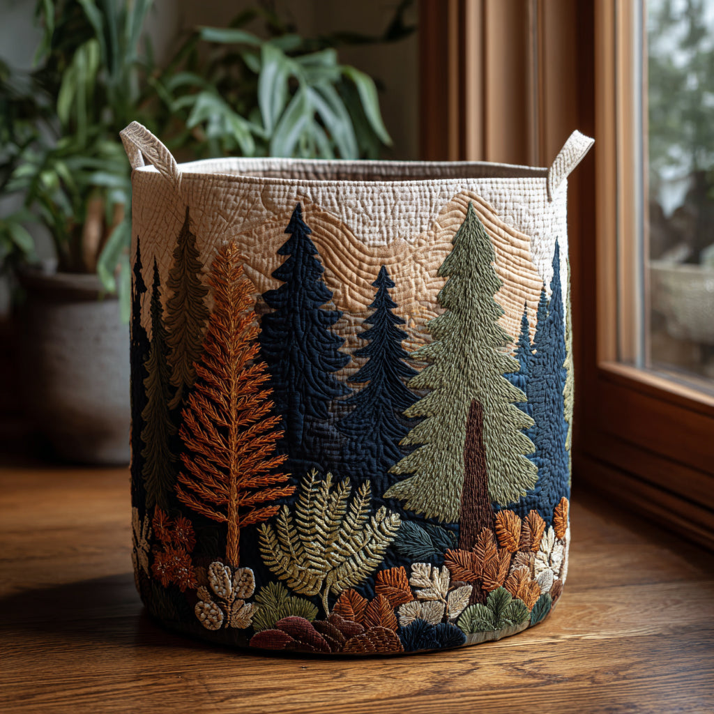 Forest Retreat Quilted Laundry Basket NCU0DV1664