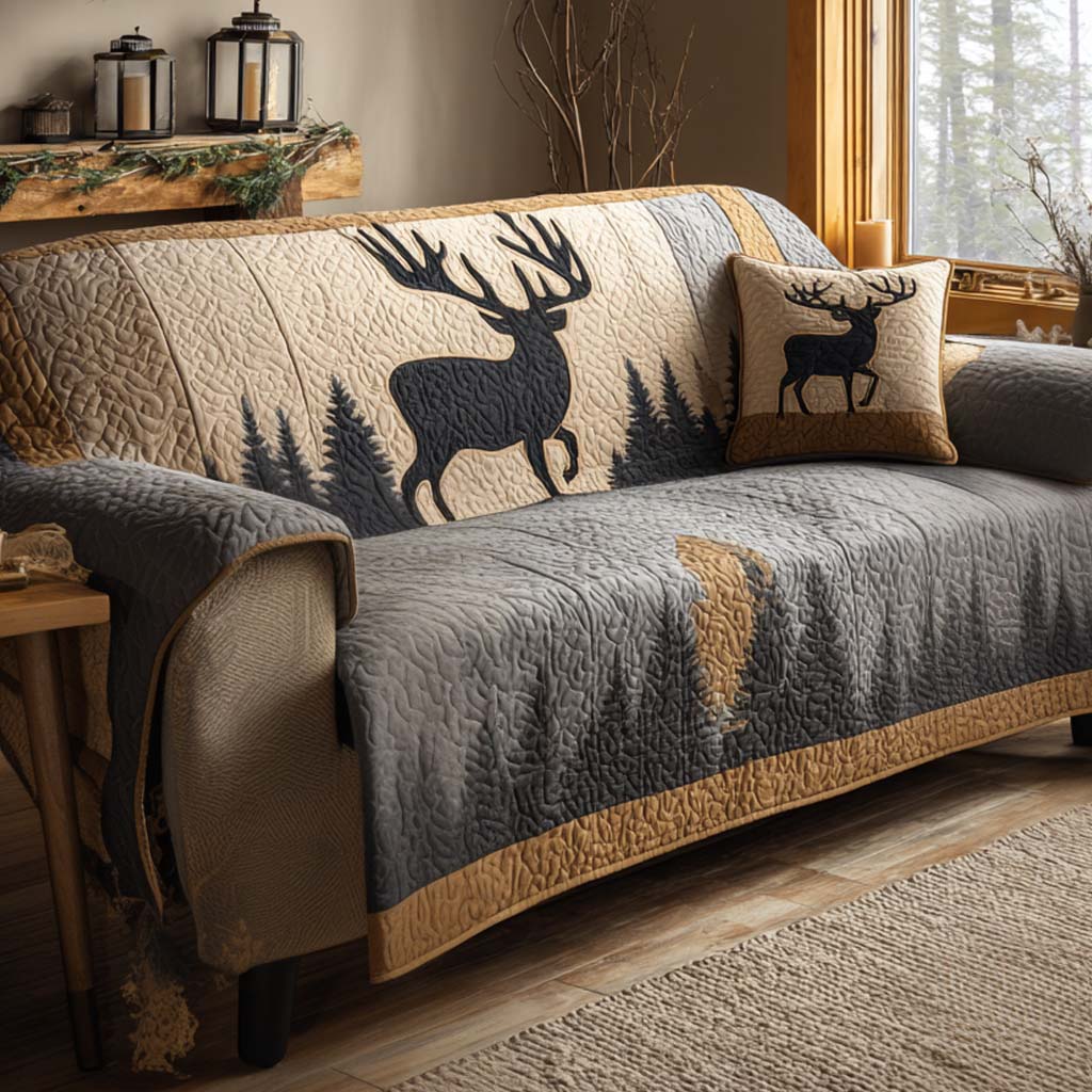Forest Silhouettes Quilted Sofa Cover NCU0NXD972