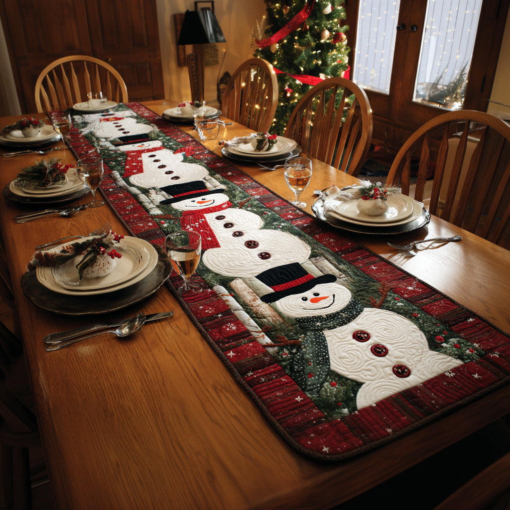 Forest Snowman Quilted Table Runner NCU0HNH623