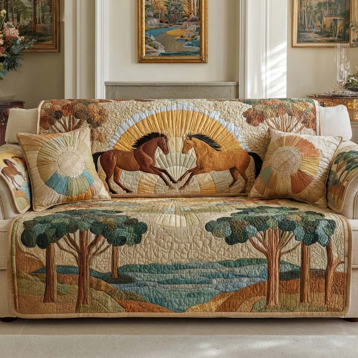 Forest Sprint Quilted Sofa Cover NCU0NXD1337