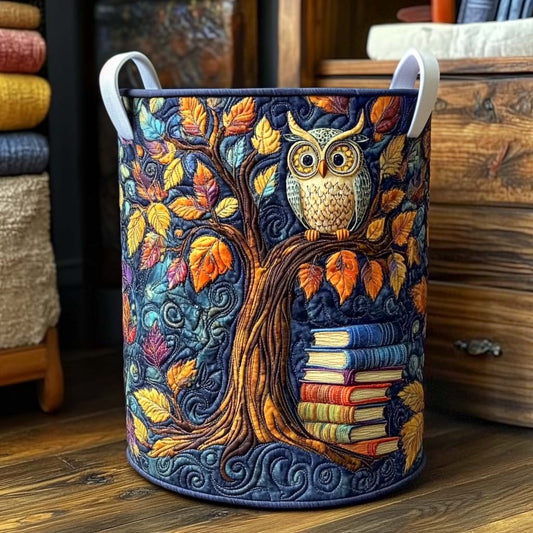 Forest Stack Owl Quilted Laundry Basket NCU0NXD1119