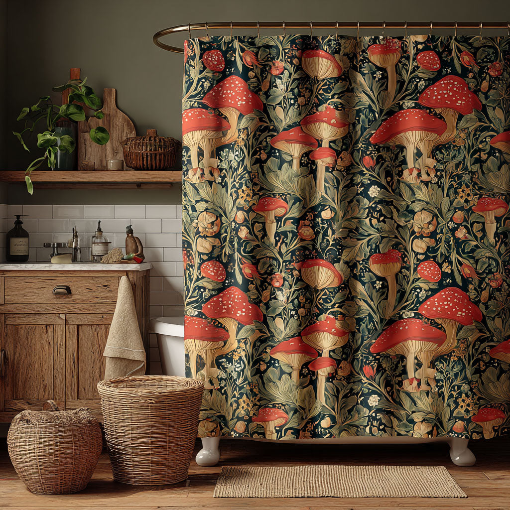 Forest Toadstools Shower Curtain NCU0DDK2396