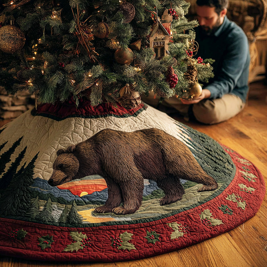 Forest Wander Bear Christmas Quilted Tree Skirt NCU0NTD944
