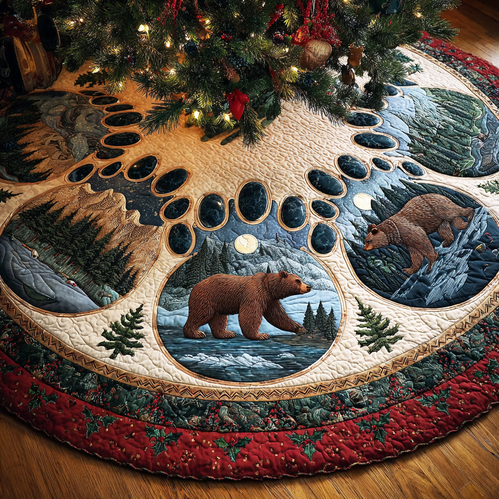 Forest Whisper Bear Christmas Quilted Tree Skirt NCU0NTD951