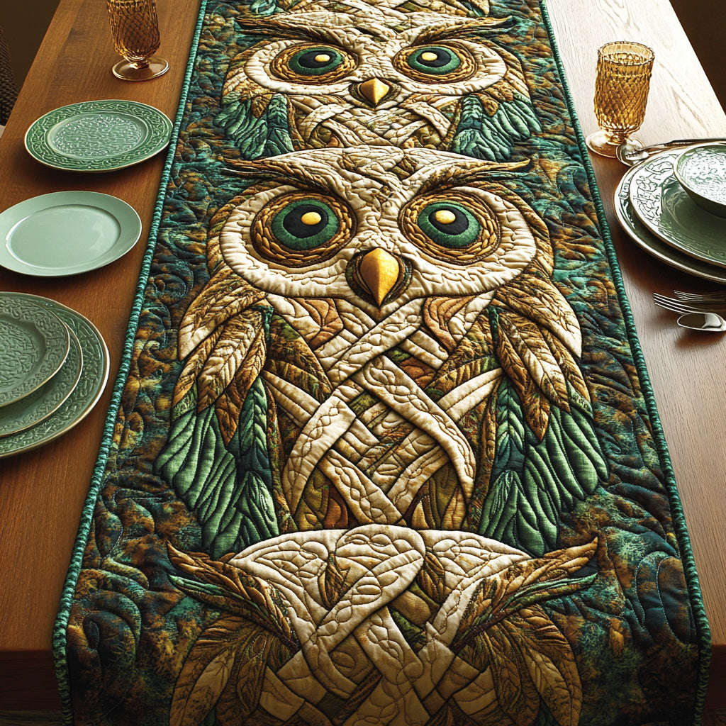 Forest Wisdom Owl Quilted Table Runner NCU0NTD844