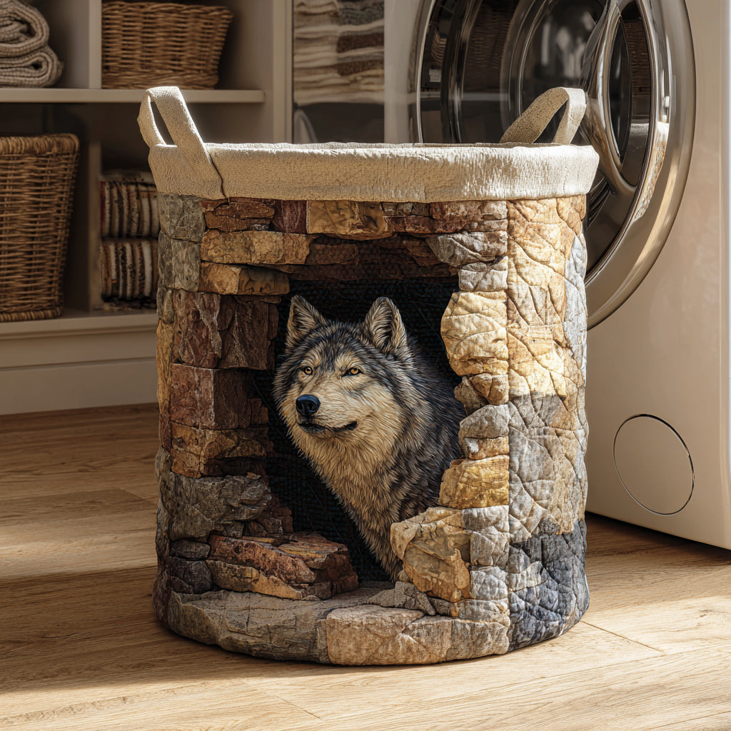 Forest Wolf Ambush Quilted Laundry Basket NCU0HNH767