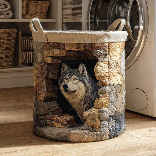 Forest Wolf Ambush Quilted Laundry Basket NCU0HNH767
