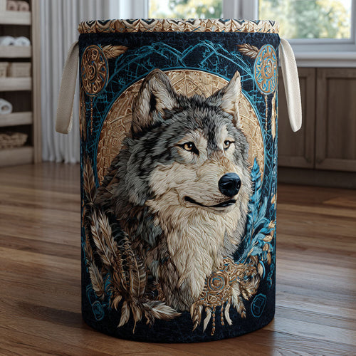 Forest Wolf Quilted Laundry Basket NCU0DDK2155