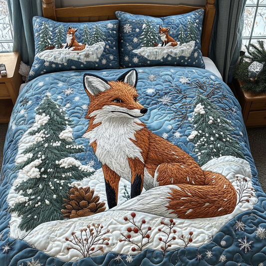 Fox Winter Wonderland Quilted Bedding Set NCU0DV1973