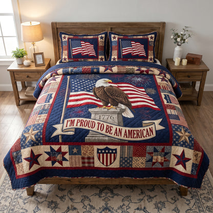 Freedom Banner 3-Piece Quilted Bedding Set NCU0DV2180