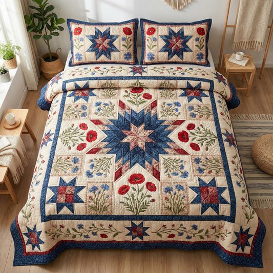 Freedom Blossom 3-Piece Quilted Bedding Set NCU0NTD1826