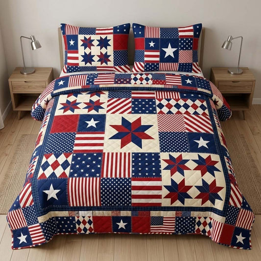 Freedom Crest 3-Piece Quilted Bedding Set NCU0DQQ0625