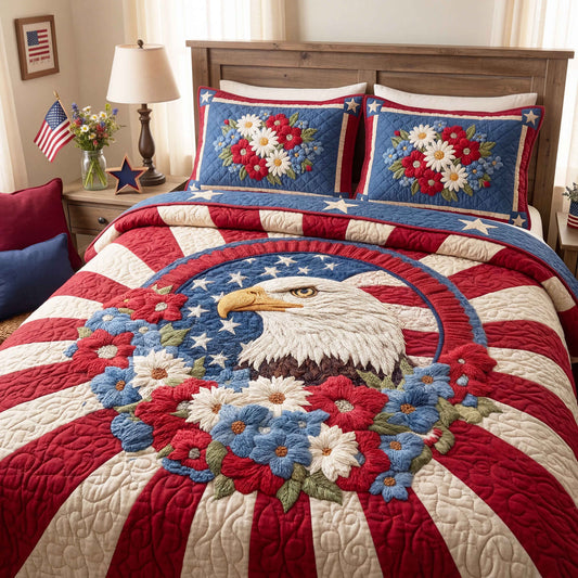 Freedom Eagle 3-Piece Quilted Bedding Set NCU0NTD1753
