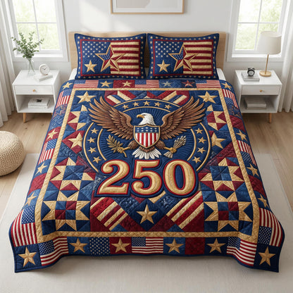 Freedom Eagle 3-Piece Quilted Bedding Set NCU0NTD1819