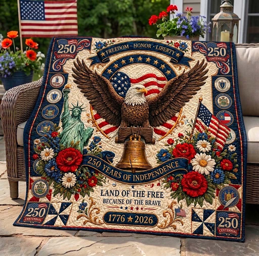 Freedom Eagle Heritage Quilted Blanket NCU0DQQ0863