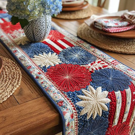 Freedom Firework Festoon Quilted Table Runner NCU0PTT3145