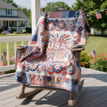 Freedom Fireworks Quilted Blanket NCU0PTT3157