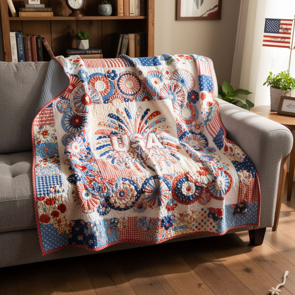 Freedom Fireworks Quilted Blanket NCU0PTT3157