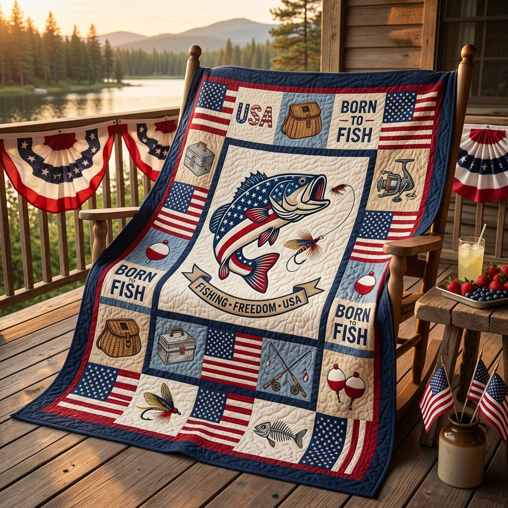 Freedom Fishing Quilted Blanket NCU0HNH1093