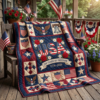 Freedom Floral USA Quilted Blanket NCU0HNH1051