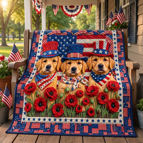 Freedom Golden Retriever Quilted Blanket NCU0HNH1082