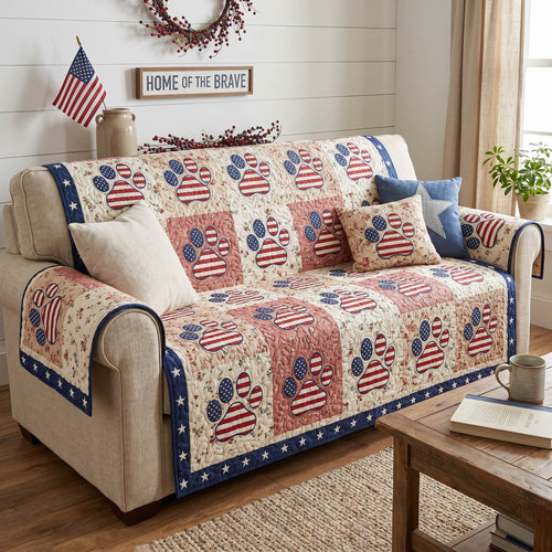 Freedom Hearts Quilted Sofa Cover NCU0NTD1936