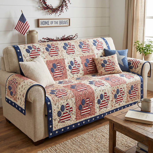 Freedom Hearts Quilted Sofa Cover NCU0NTD1936