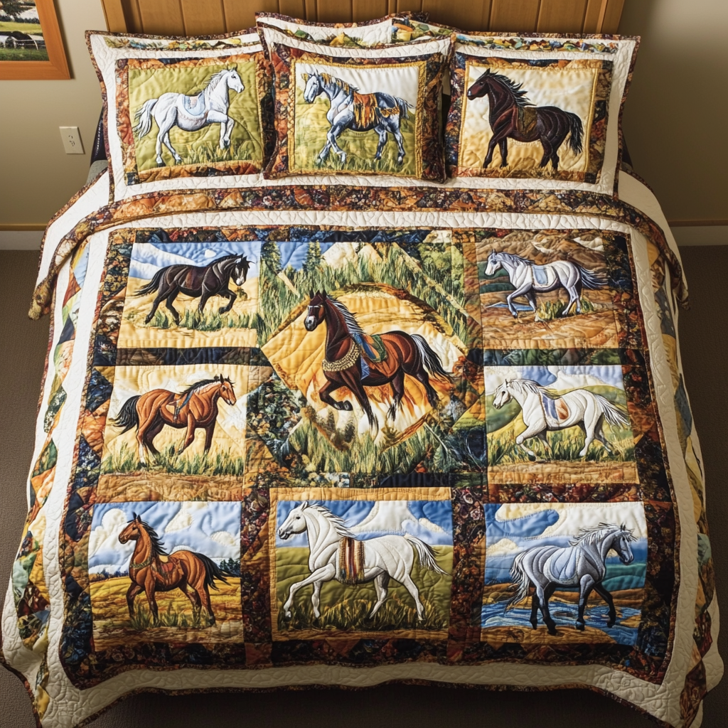 Freedom Hooves 3-Piece Quilted Bedding Set NCU0NVH751
