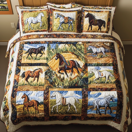 Freedom Hooves 3-Piece Quilted Bedding Set NCU0NVH751
