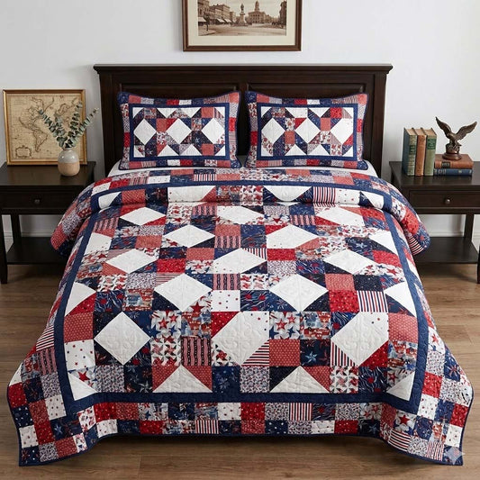 Freedom Mosaic 3-Piece Quilted Bedding Set NCU0DQQ0614