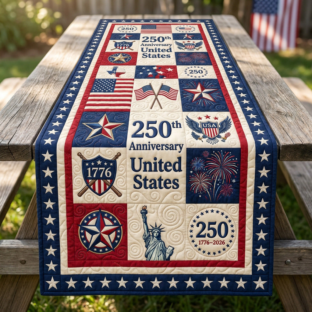 Freedom Mosaic Quilted Table Runner NCU0NTV1047