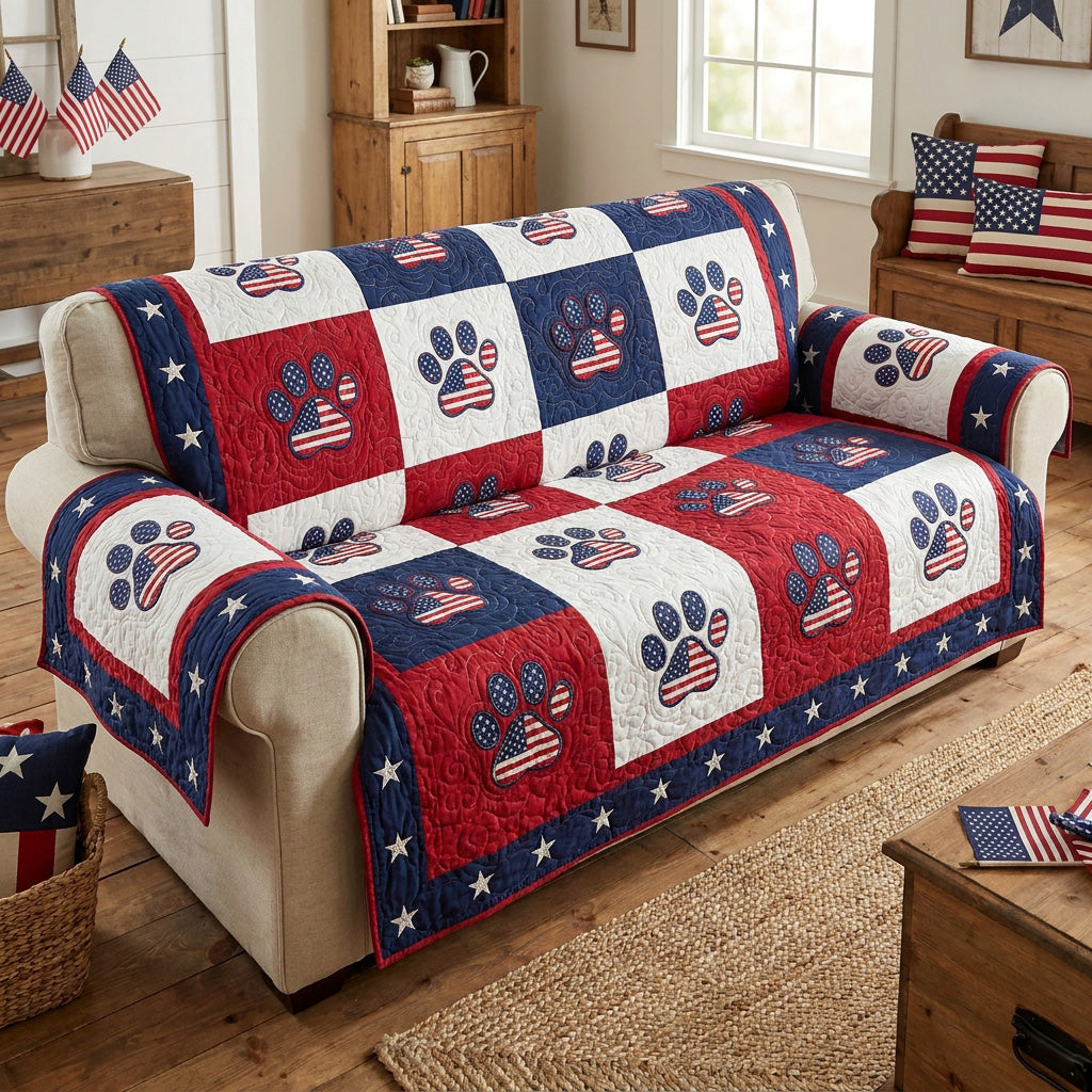 Freedom Pawprint Quilted Sofa Cover NCU0NTV1068