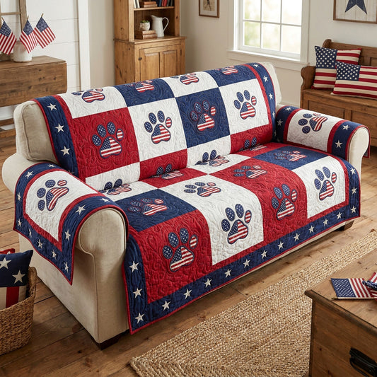Freedom Pawprint Quilted Sofa Cover NCU0NTV1068
