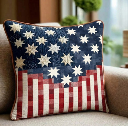 Freedom Star Pattern Quilted Pillow Case NCU0DQQ0291