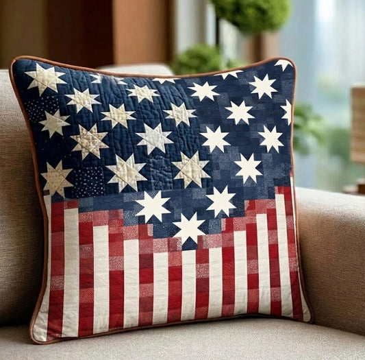 Freedom Star Pattern Quilted Pillow Case NCU0DQQ0291