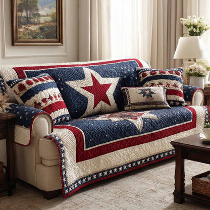 Freedom Star Quilted Sofa Cover NCU0NXD1641