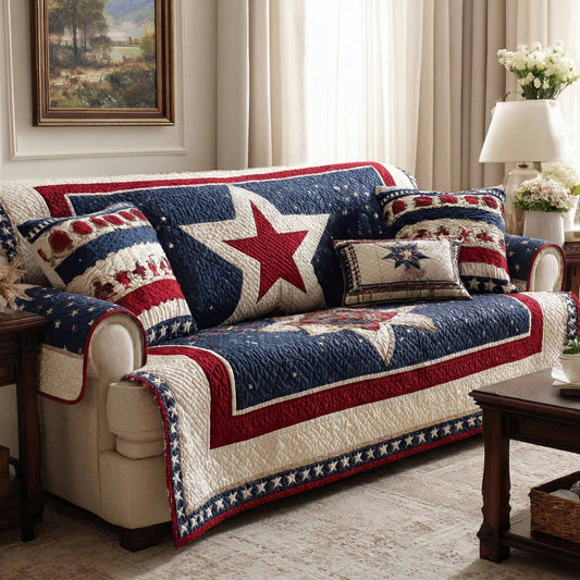 Freedom Star Quilted Sofa Cover NCU0NXD1641