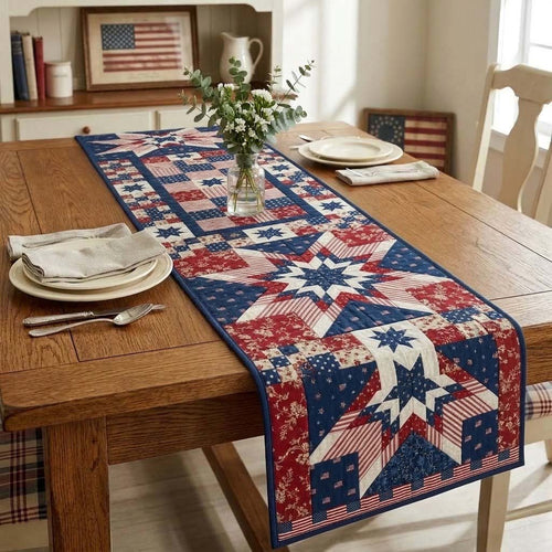 Freedom Star Quilted Table Runner NCU0DQQ0643