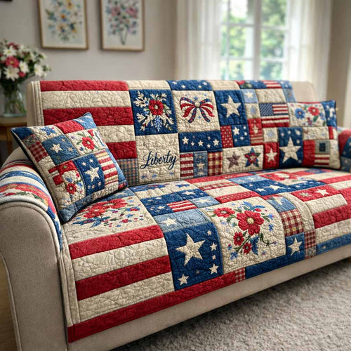 Freedom Stripes Quilted Sofa Cover NCU0NXD1640