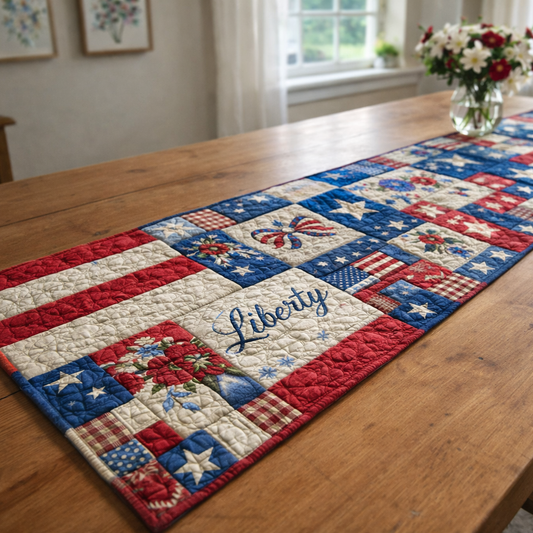 Freedom Stripes Quilted Table Runner NCU0NXD1640