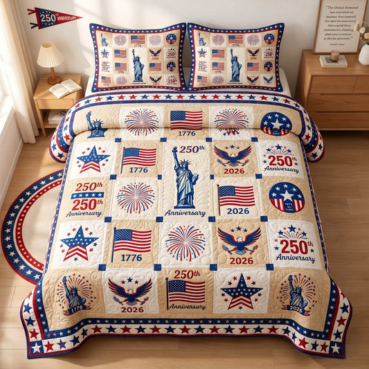 Freedom Tribute 3-Piece Quilted Bedding Set NCU0NTD1893