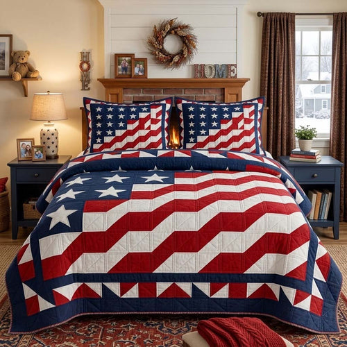 Freedom Wave 3-Piece Quilted Bedding Set NCU0DQQ0639