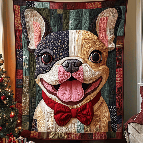 Frenchie Holiday Magic Quilted Blanket NCU0TH2101