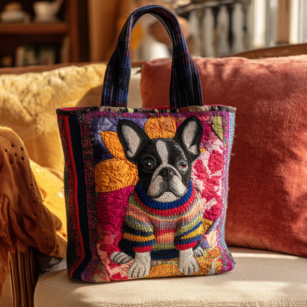 Frenchie Mood Tote Quilted Tote Bag NCU0PTT2040