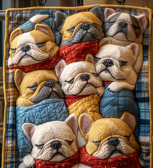 Frenchie Wonderland Quilted Blanket NCU0DV1008