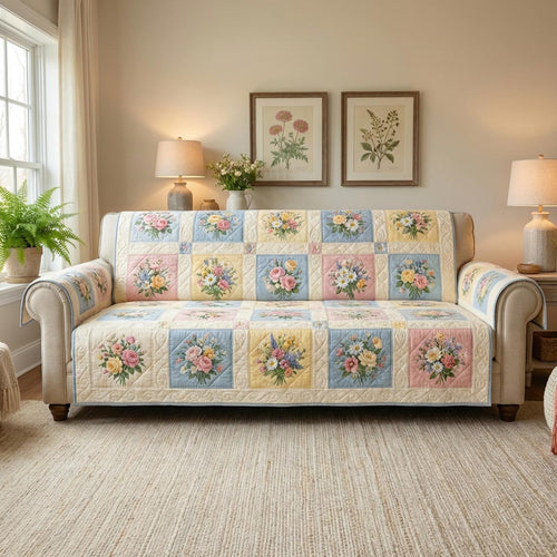 Fresh Blossoms Quilted Sofa Cover NCU0DV1978