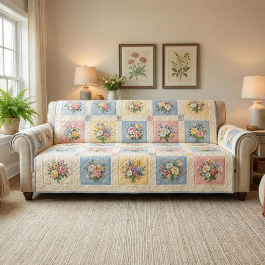 Fresh Blossoms Quilted Sofa Cover NCU0DV1978