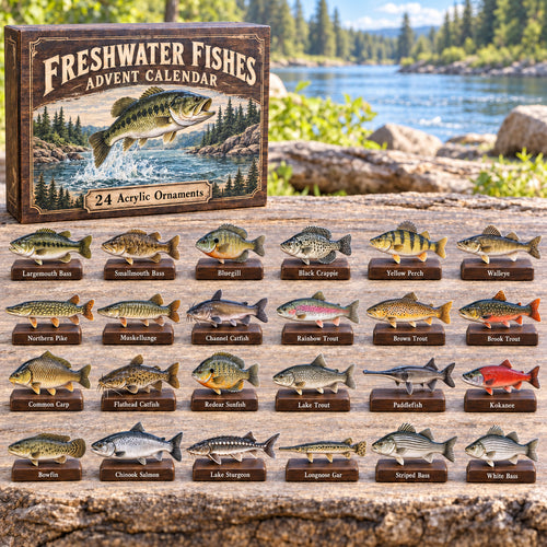 CHRISTMAS KICKOFF 40% OFF - Freshwater Fishes Advent Calendar 2026 - 24-Day Festive Countdown, Acrylic Charms Blind Box - Gift For Family and Friends AC0TV045