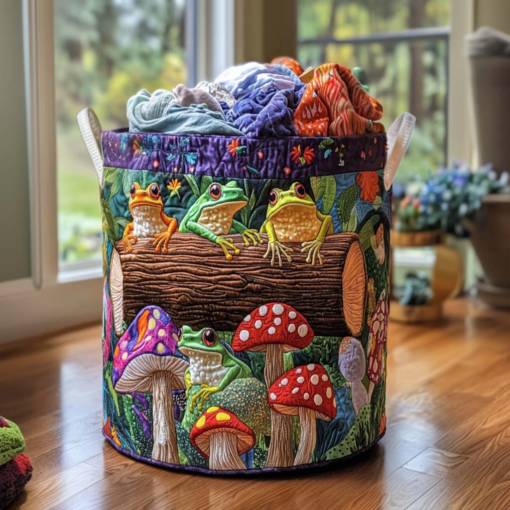 Frog Family Quilted Laundry Basket NCU0NNT1613